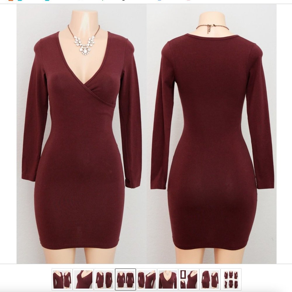 American Apparel Spandex Wrap Cross V Neck Bodycon Mini Dress